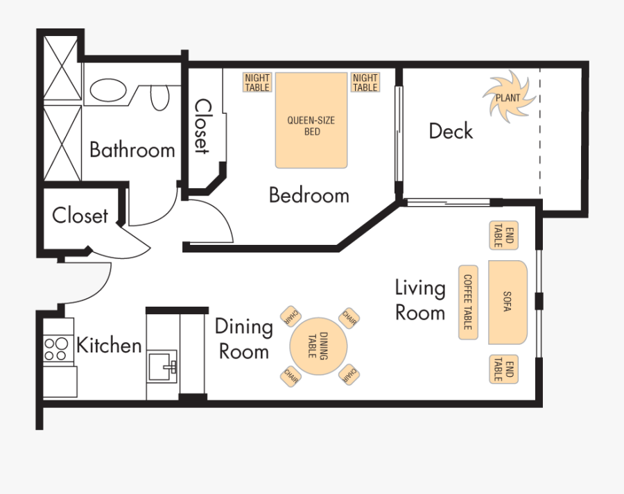 Sterling Court Floor Plans 1 Bedroom 1a - Kitchen Layout Plan For A Married Couple, Transparent Clipart