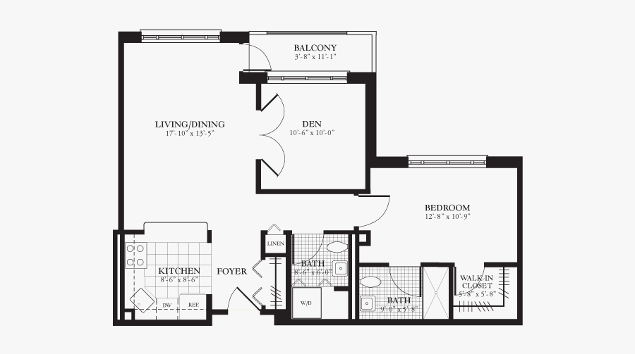 Erie Apartment - Floor Plan, Transparent Clipart