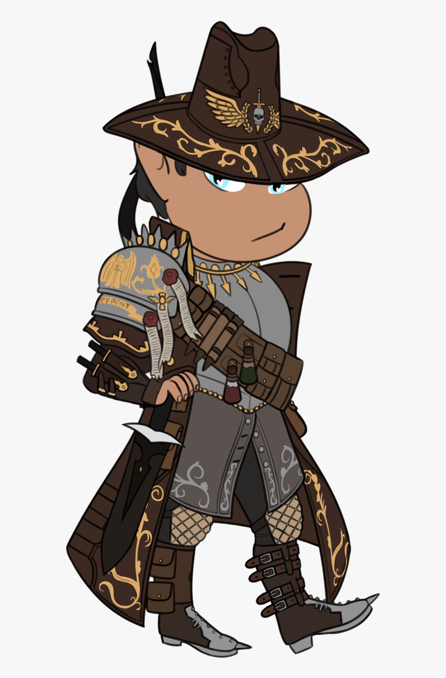 [art] Mahir Rockfoot, The Vampire Hunting Halfling - Witch Hunter Clip Art, Transparent Clipart