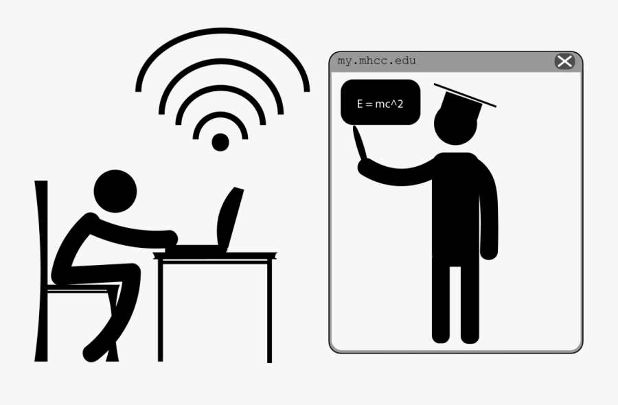 A Stick Figure Student Sits At A Desk With A Computer, - Stick Figure Student Computer, Transparent Clipart