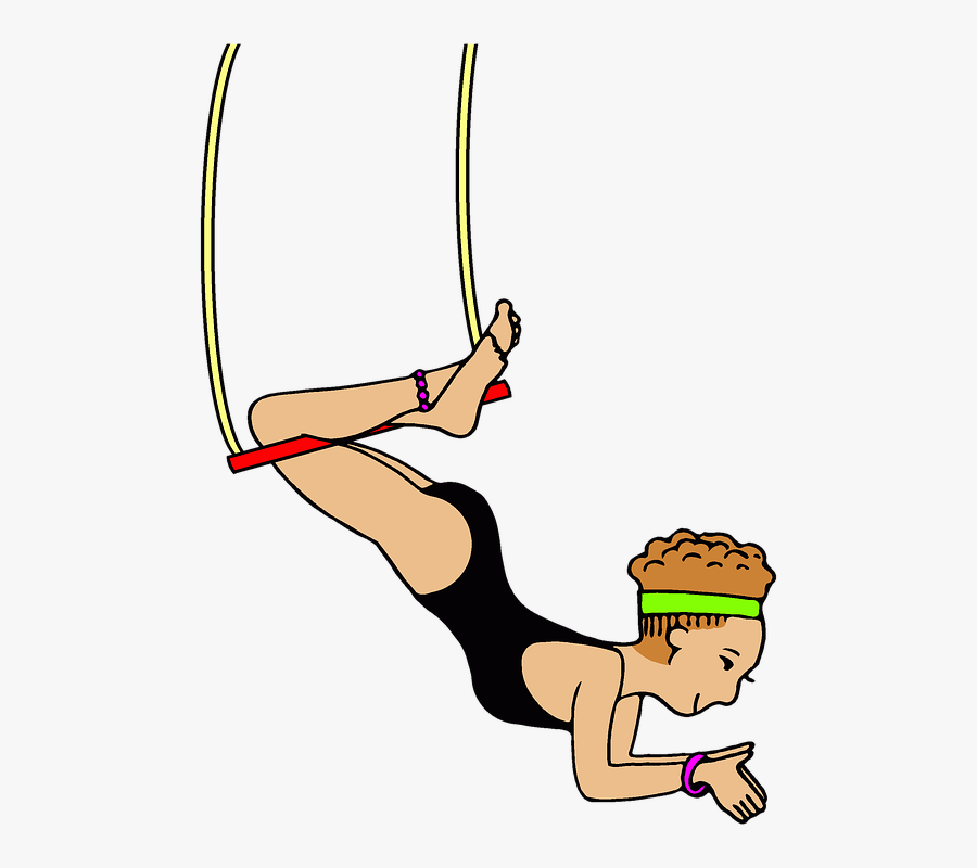 Circus, Acrobat, Trapeze, Swing, Carnival - Circus Trapeze Artist Cartoon, Transparent Clipart