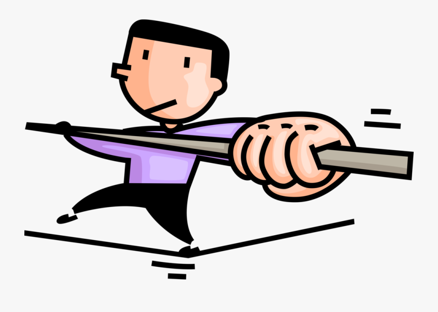 Vector Illustration Of Highwire Tightrope Acrobat Walking - Fly Swatting, Transparent Clipart