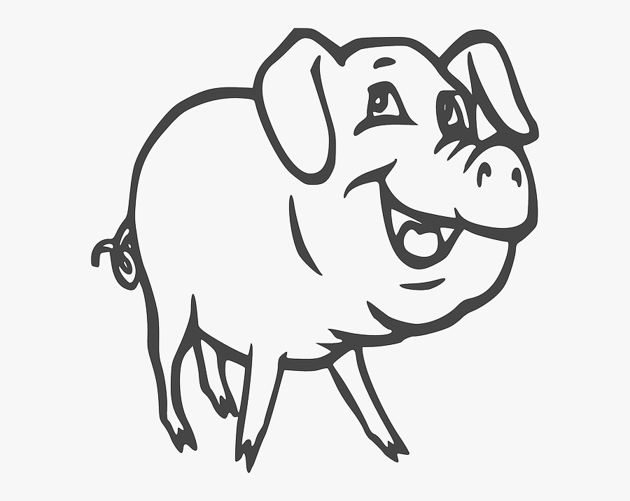Pig, Swine, Hog, Pork, Farm Animal, Domestic, Meat - Pig Transparent Black White, Transparent Clipart