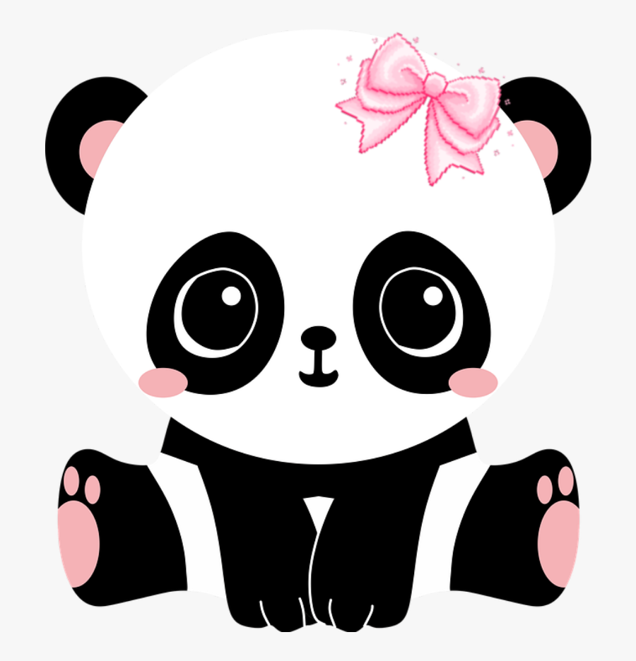 #panda #baby #cute #animal #pink #blackandwhite - Panda Baby Cute Cartoon, Transparent Clipart
