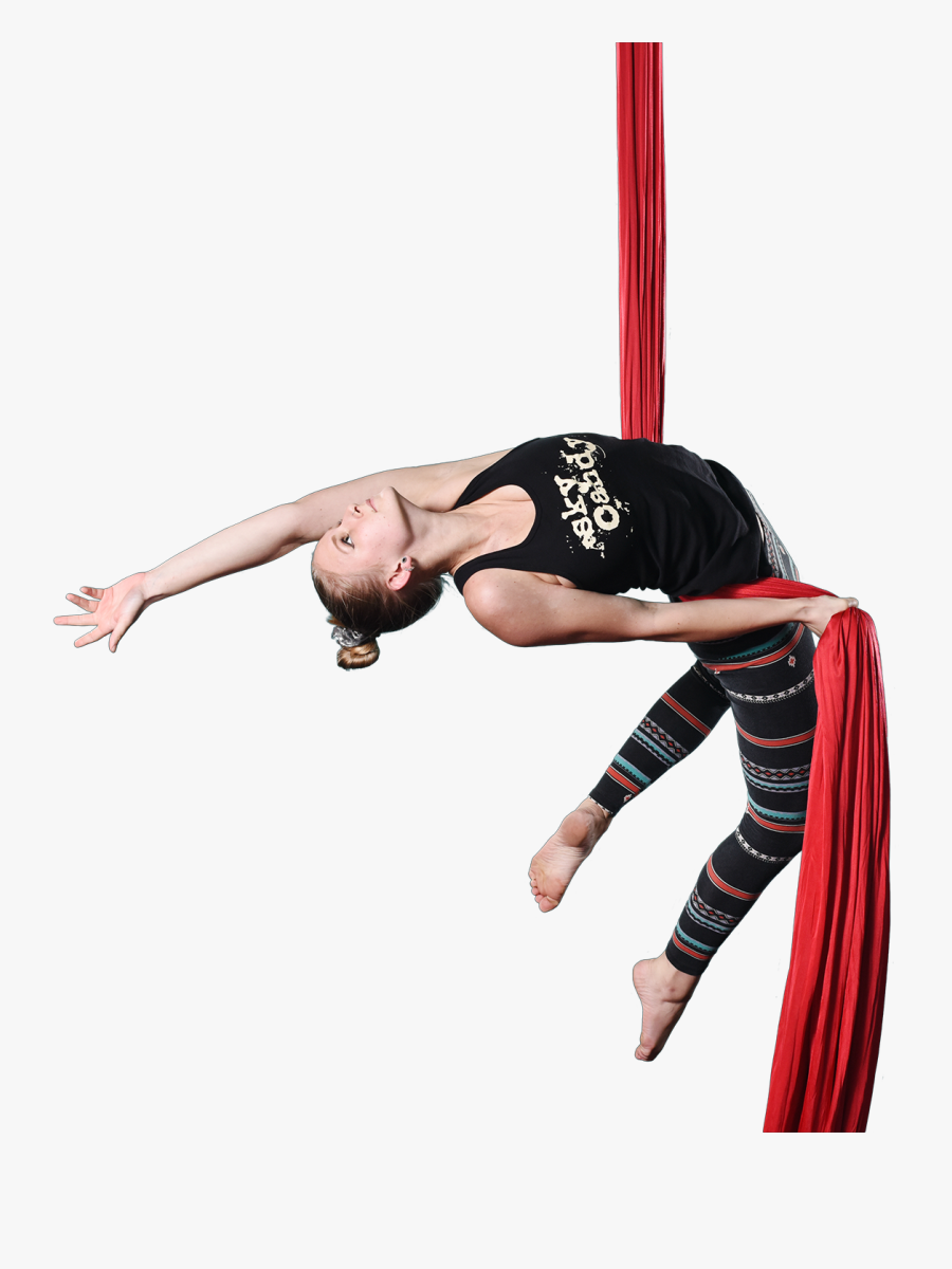 Female Student Performing On Aerial Silks - Acrobatics, Transparent Clipart