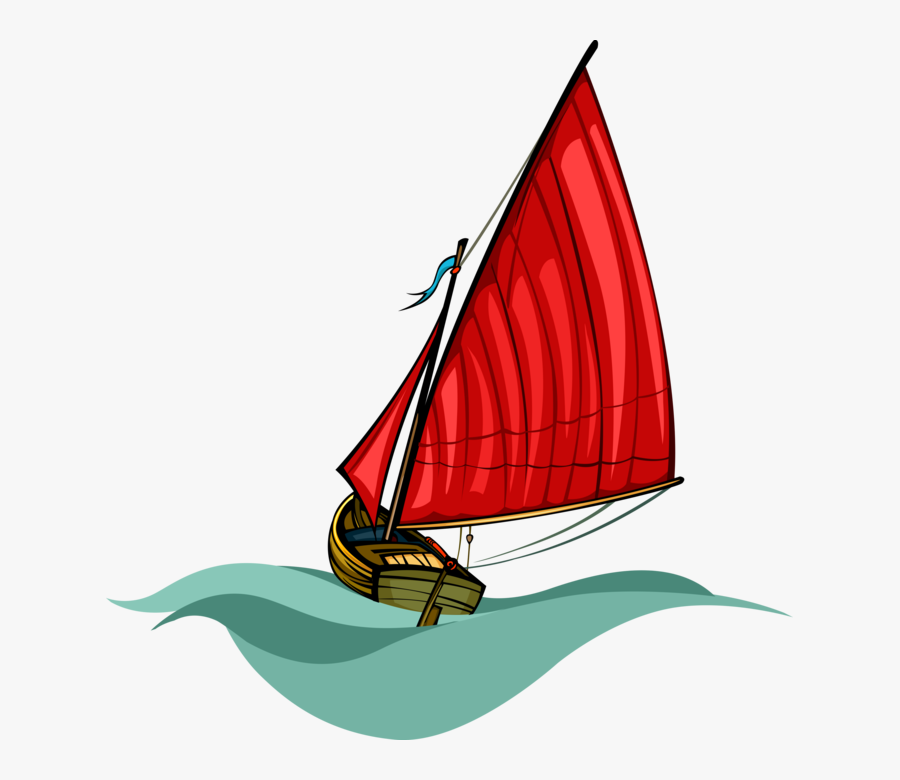 Vector Illustration Of Sailing Vessel Sailboat Under - Sail, Transparent Clipart