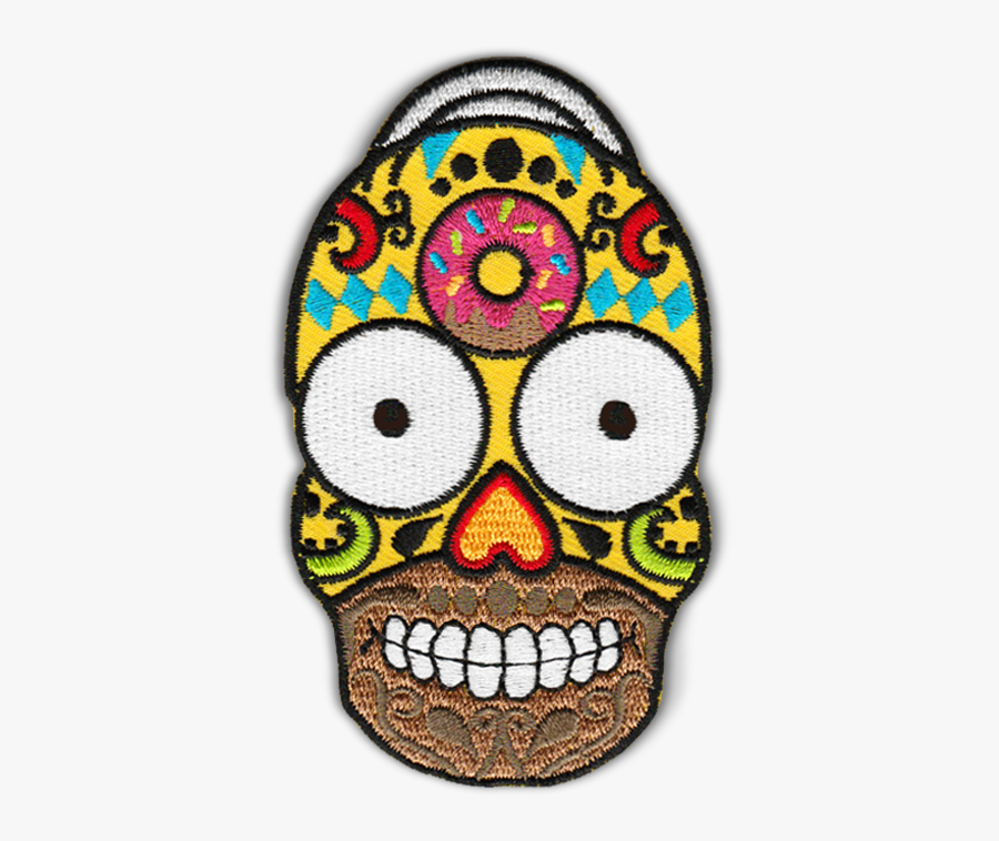 Homer Candy Skull Patch - Skull, Transparent Clipart