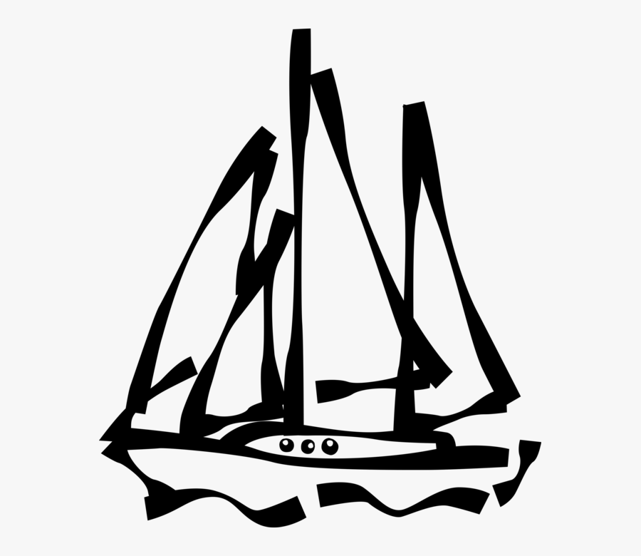 Vector Illustration Of Sailboat Watercraft Vessel With, Transparent Clipart