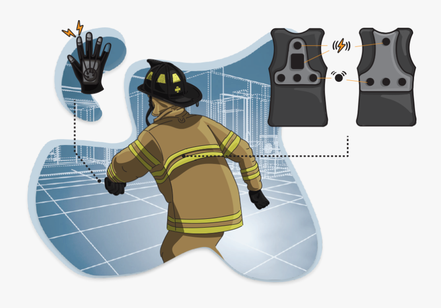 Image Of A Firefighter Navigating A Virtual Reality - Cartoon, Transparent Clipart