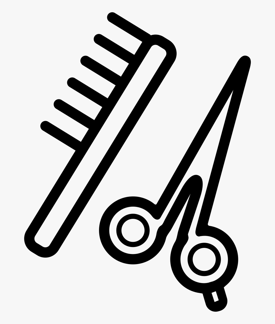 Scissors And Comb - Outline Of Comb And Scissor, Transparent Clipart