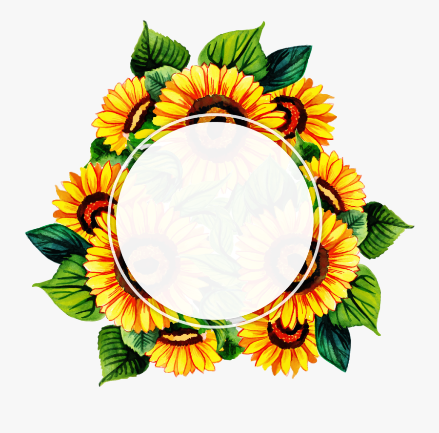 Png Floral Frame Sunflower, Transparent Clipart