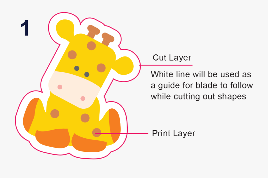 Giraffe - Sticker Cut Lines, Transparent Clipart