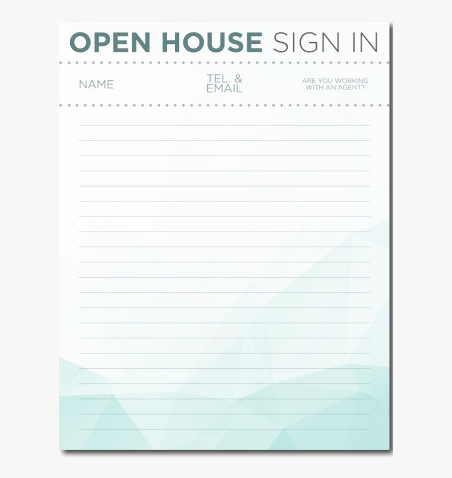 Clip Art Free Real Estate Marketing - Open House Sign In Sheet Single, Transparent Clipart