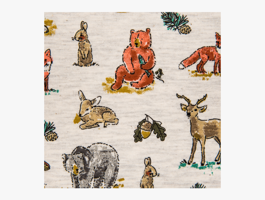 Cotton Jersey Printed Forest Animals Multicolored - Burro, Transparent Clipart