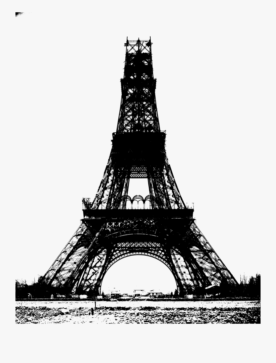 The Eiffel Tower Under Construction In 1888 Stencilized - Eiffel Tower Vintage Png, Transparent Clipart
