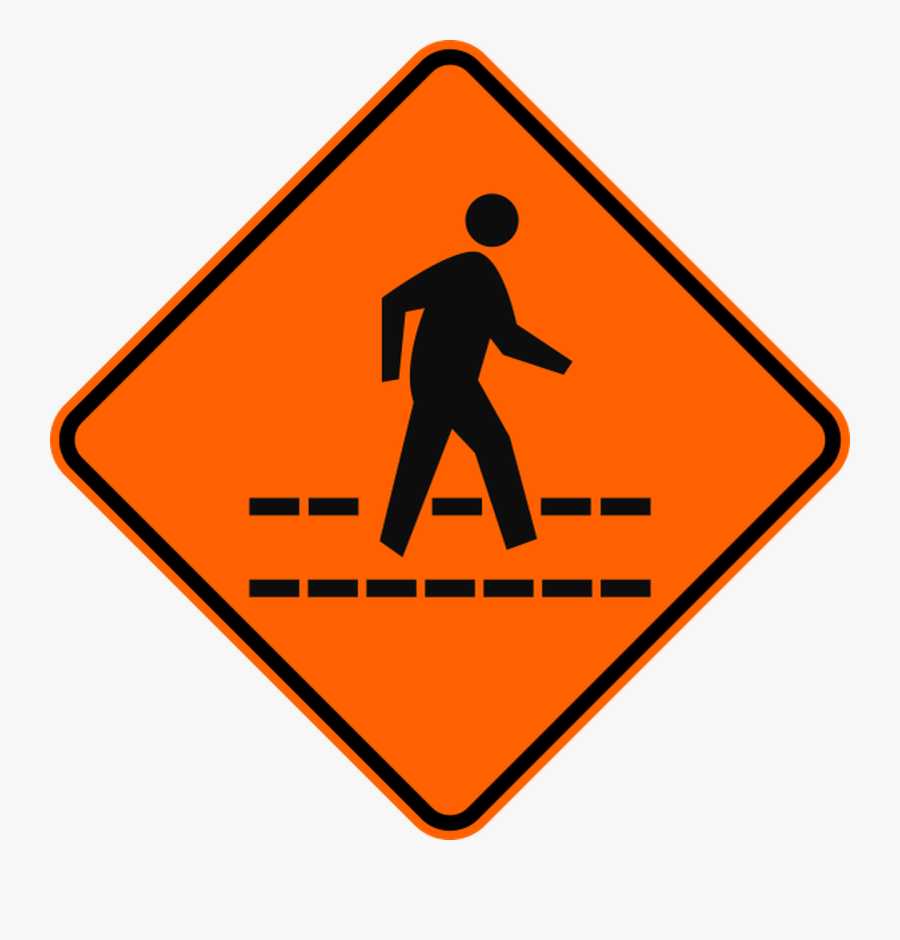 Pedestrian Crossing Warning Trail Sign Orange - Yellow Pedestrian Crossing Sign, Transparent Clipart
