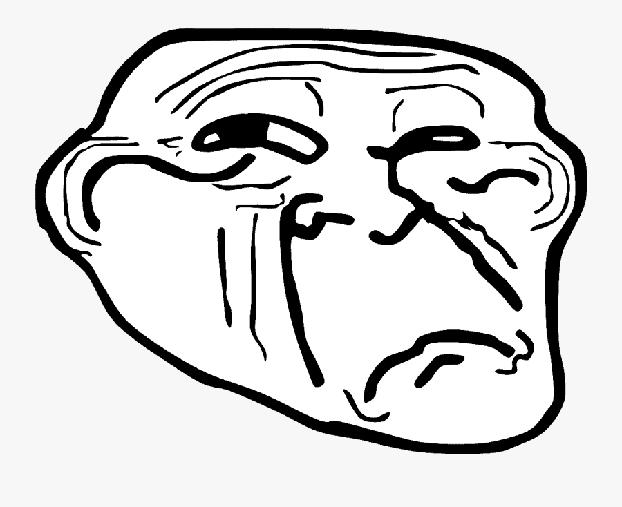 Face Black Black And White Facial Expression Line Art - Sad Troll Face Png, Transparent Clipart