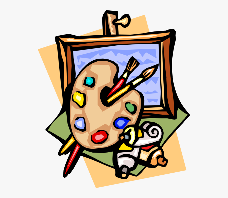 Vector Illustration Of Fine Arts With Palette And Canvas - Art Clipart, Transparent Clipart