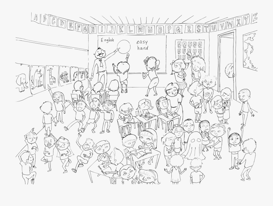 Classroom Illustration Line Art Clip Arts - Classroom Black And White Clipart, Transparent Clipart