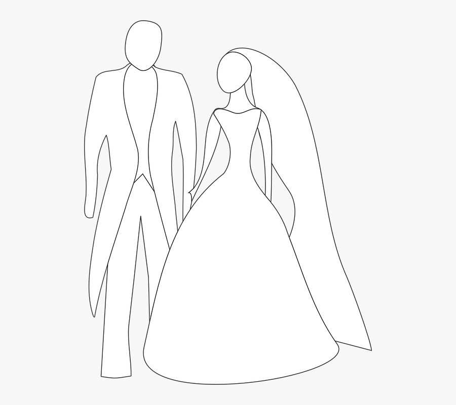 White Bride And Groom Clipart, Transparent Clipart