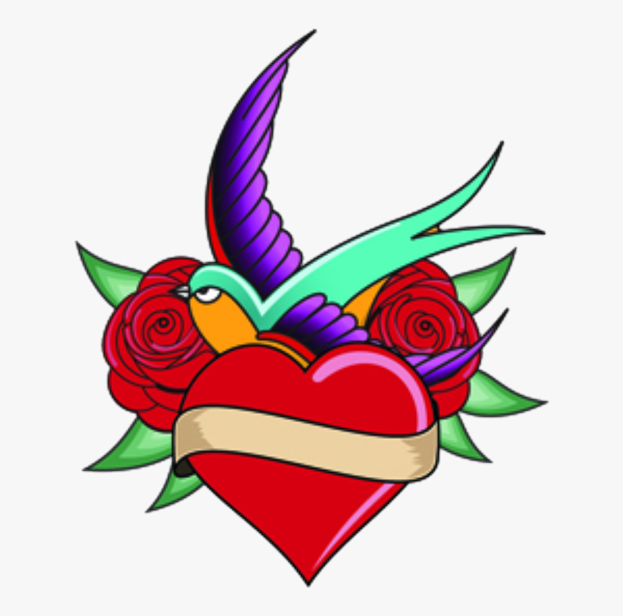 #swallow #hearts #heart #tattoos #tattoo, Transparent Clipart