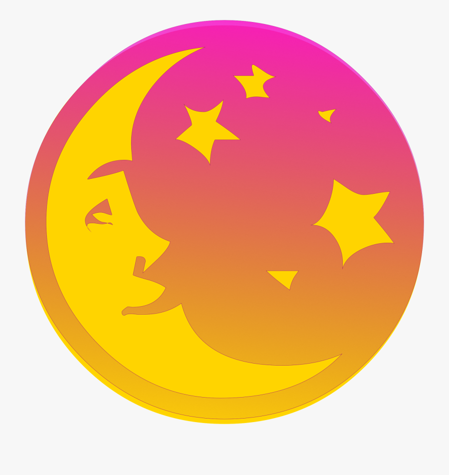 Moon Face And Stars Transparent Png Image - Gambar Bulan Warna Warni, Transparent Clipart