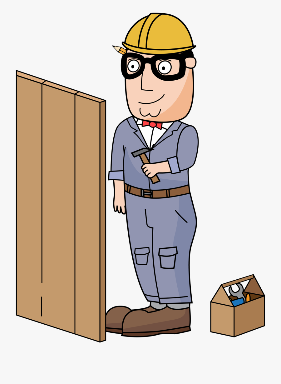 Billy Installing A Fence - Cartoon, Transparent Clipart