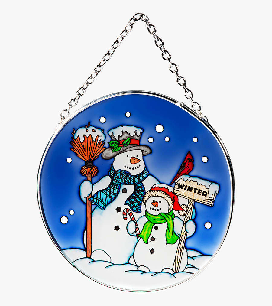 Stained Glass Window Suncatcher "two Snowman - Cartoon, Transparent Clipart