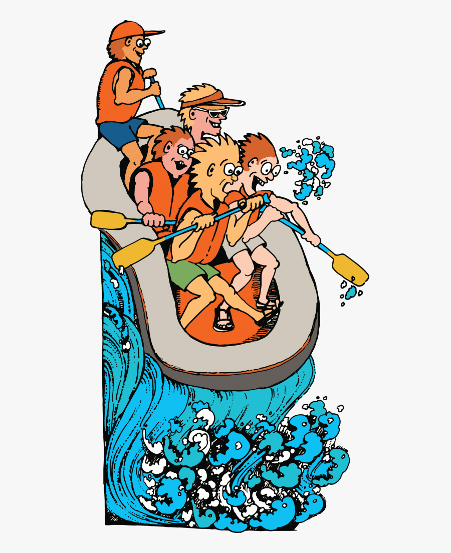 White Water Rafting Cartoon, Transparent Clipart
