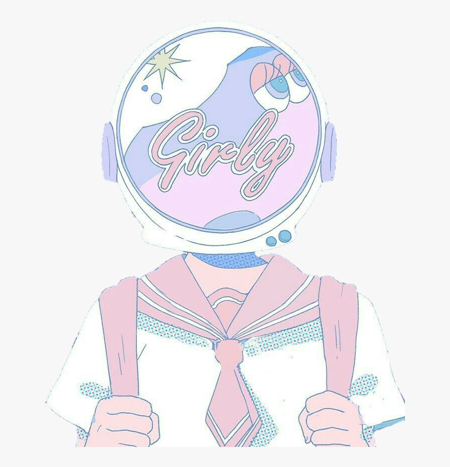#astronaut #girly #pastel #aestethic #schoolgirl #girl - Illustration, Transparent Clipart