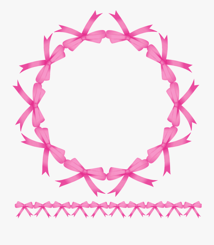 Bow, Ribbon, Wreath, Frame, Pink, Border, Banner - Banner Png Rosa, Transparent Clipart