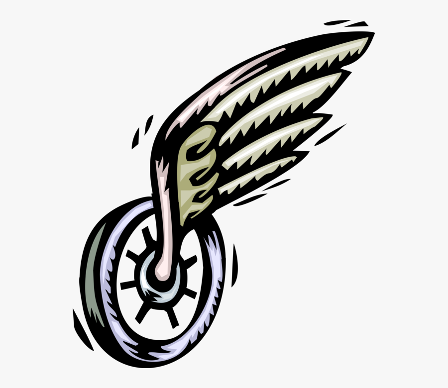 Vector Illustration Of Winged Wheel Of Hermes Symbol - Illustration, Transparent Clipart