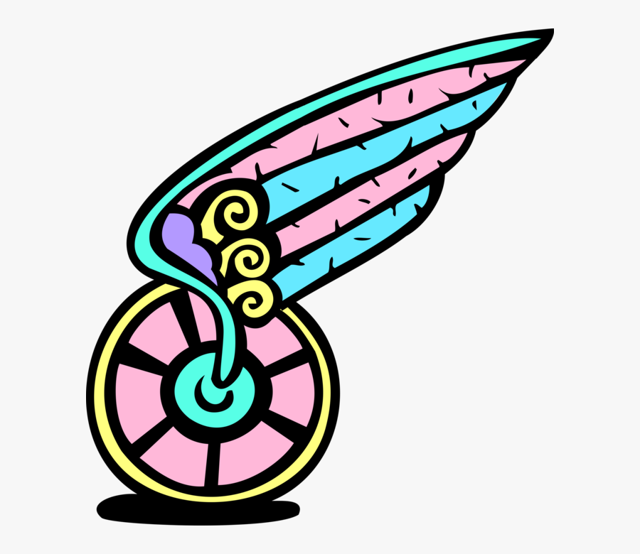 Vector Illustration Of Winged Wheel Of Hermes Symbol - Vector Graphics, Transparent Clipart