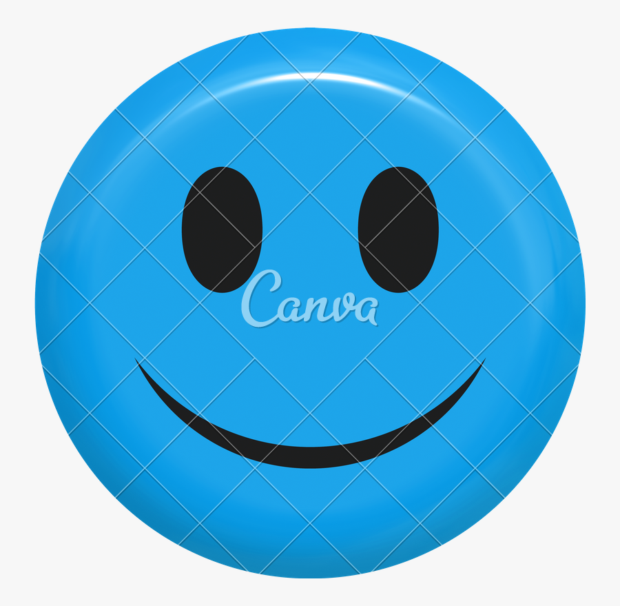 Clip Art Blue Happy Face - Blue 3d Smiley Face, Transparent Clipart