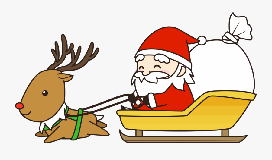 Santa In Sleigh - サンタ クリスマス イラスト ソリ, Transparent Clipart