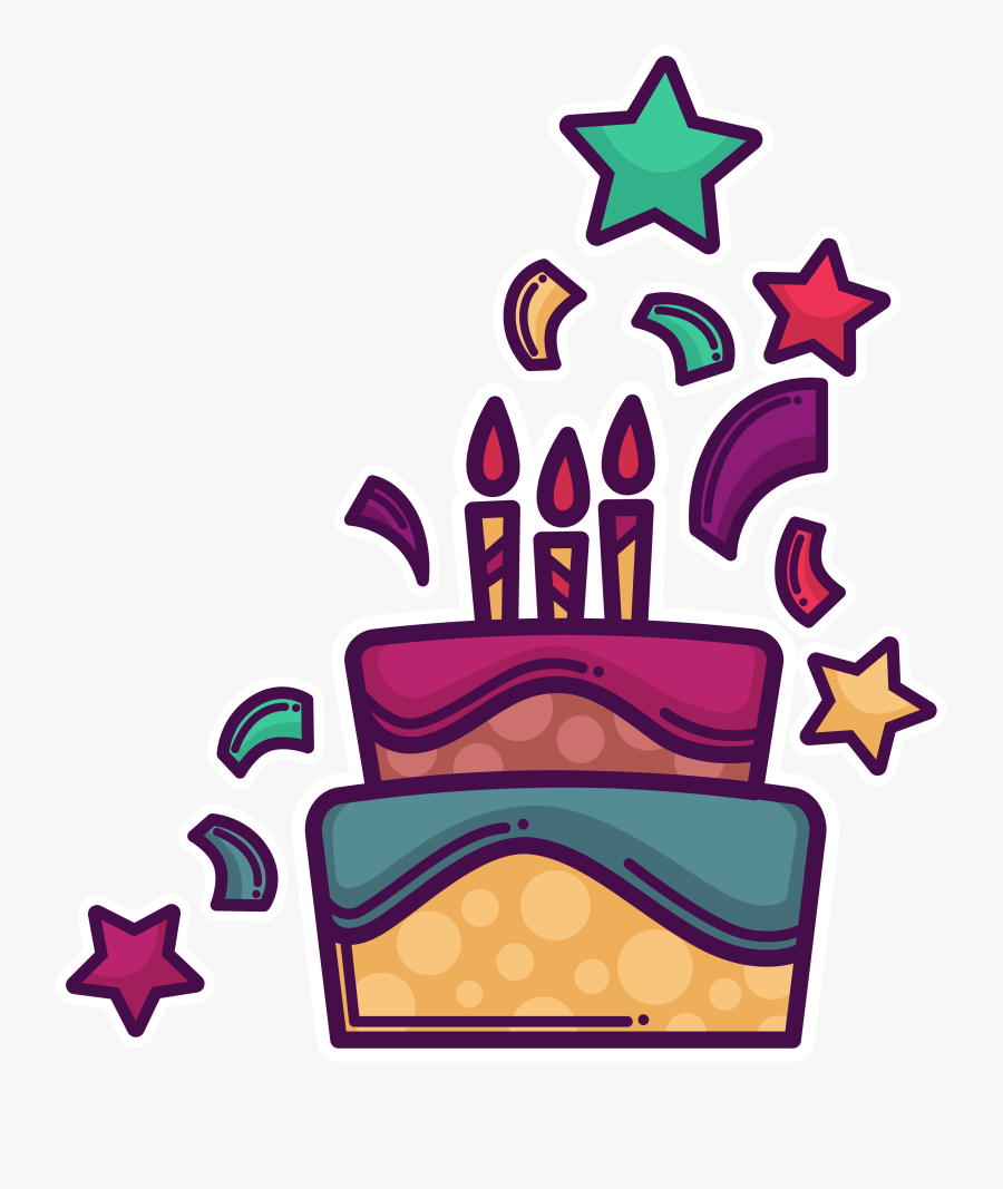 Birthday Cartoon Clip Art - Cake Cartoon Png Purple, Transparent Clipart