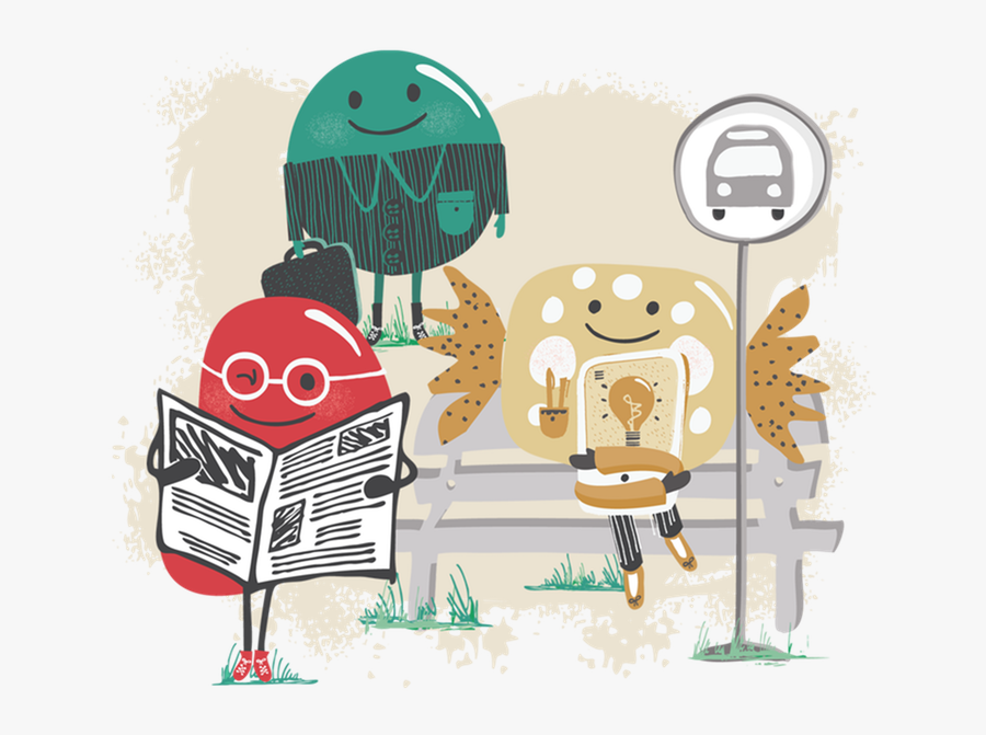 Candy People At A Bus Stop - Illustration, Transparent Clipart
