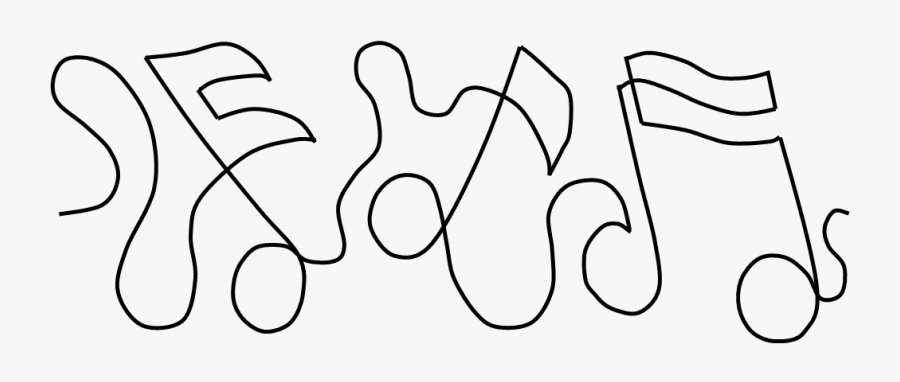 Musical Notes Border - Line Art, Transparent Clipart