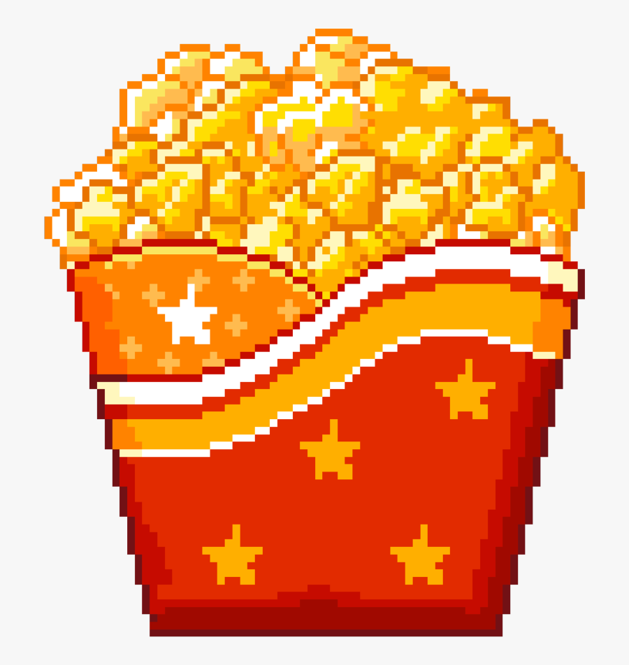 #popcorn #box #pop #corn #red #orange #yellow #white - Popcorn Pixel Art Png, Transparent Clipart