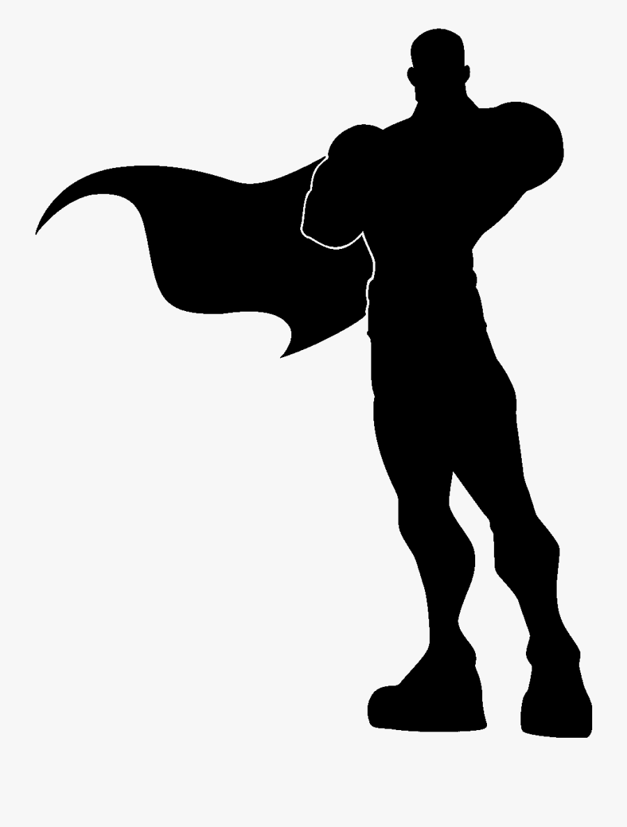Silhouette D Un Superheros Ambiance Sticker Sb - Superhero Silhouette, Transparent Clipart