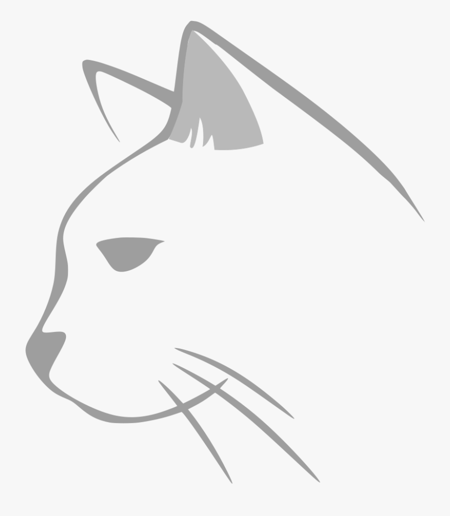 Cat Icon Grey - Black And White Cat Head Clip Art, Transparent Clipart