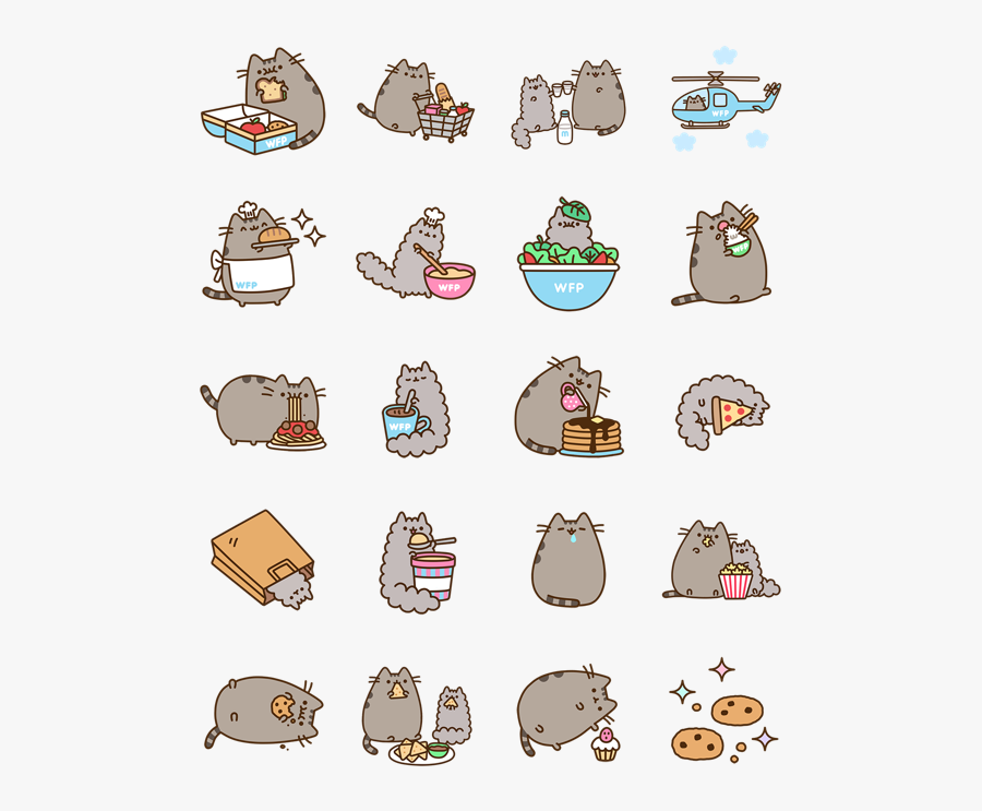 Pusheen Eats Stickers, Transparent Clipart