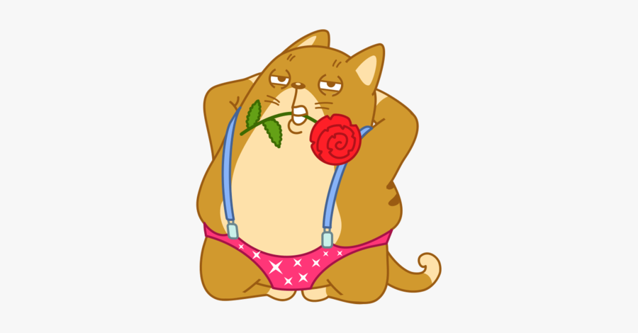 #cat #fatcat #sticker #stickers #funny #lover #seduce - Cat Yawns, Transparent Clipart