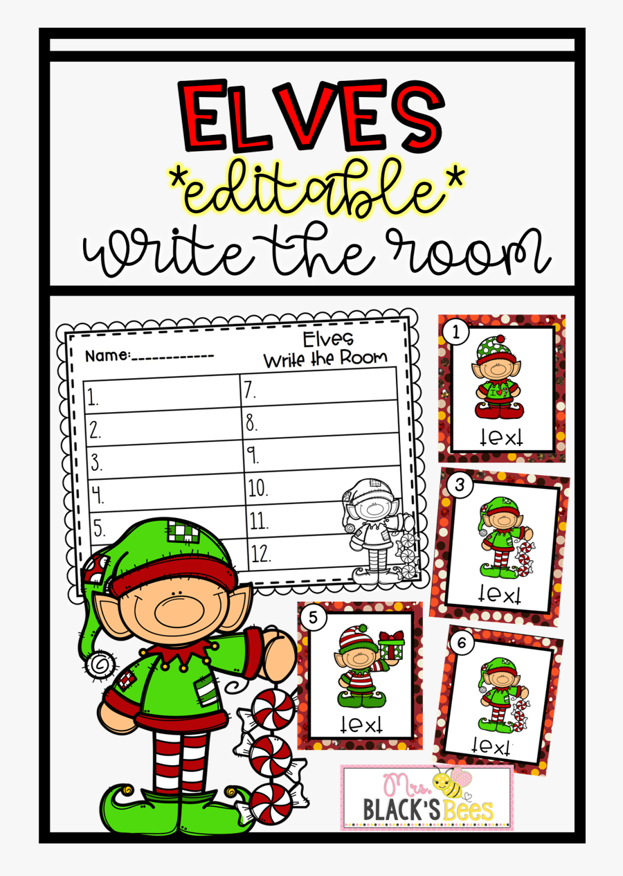 These Elf Themed Write The Room Cards Are Editable,, Transparent Clipart