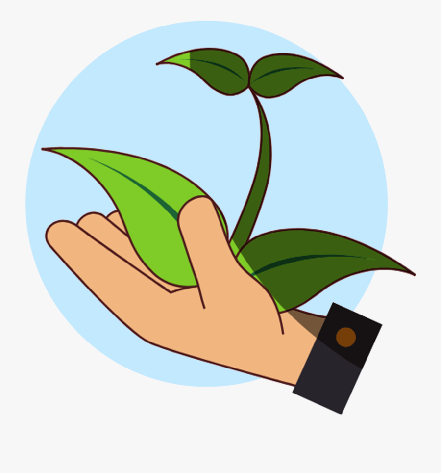 Hand With Tree Blue Circle, Transparent Clipart