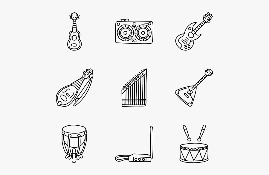 Music Instruments - Drawing, Transparent Clipart