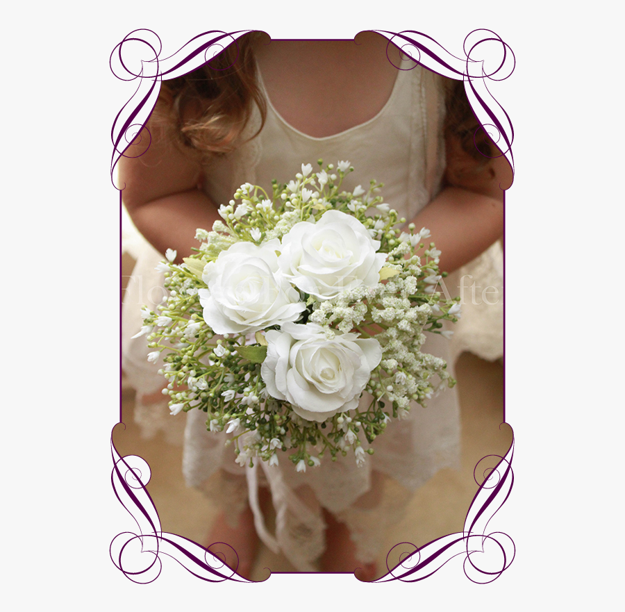 Andrea White Flower Girl Posy Gorgeous Artificial Bridal - Flower Bouquet For Flower Girls, Transparent Clipart