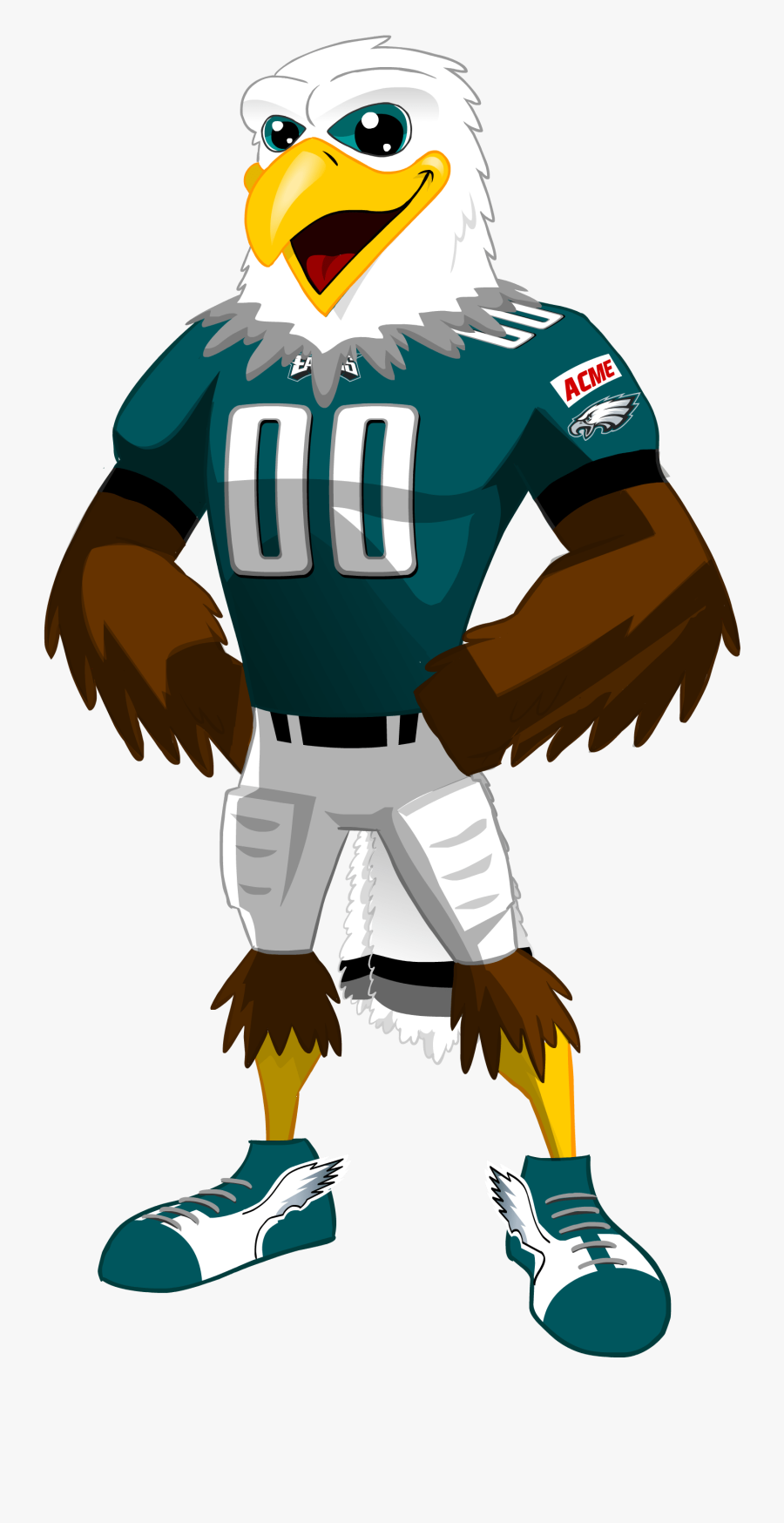 Mascot Drawing Eagle - Cartoon Eagles Football Mascot, Transparent Clipart