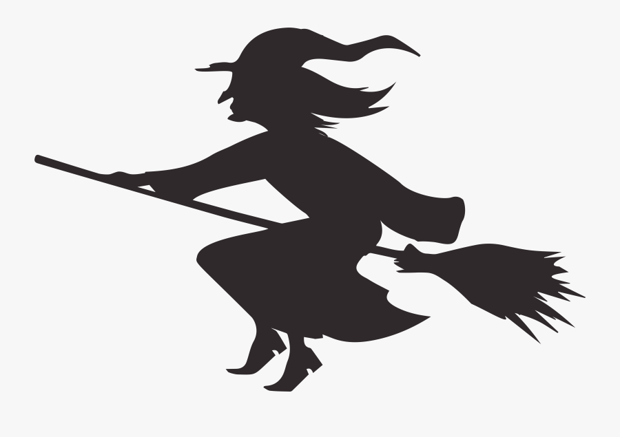 Halloween Witchcraft Silhouette Sewing - Transparent Background Witch Silhouette Png, Transparent Clipart