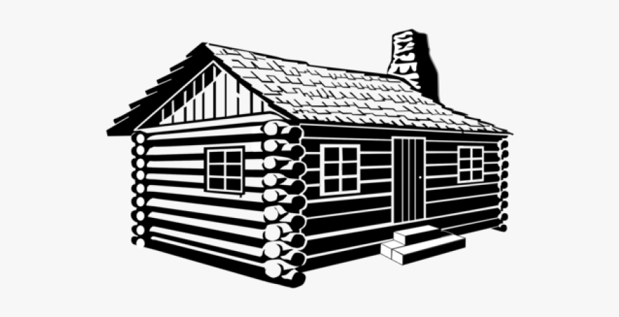 Log Cabin Line Drawing, Transparent Clipart